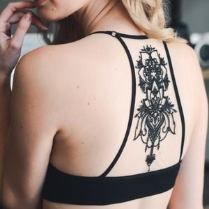 Tattoo Mesh Racerback Bralette Black or White